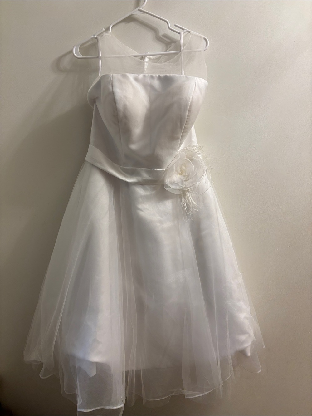 White A-Line Flower-Accent Wedding Dress